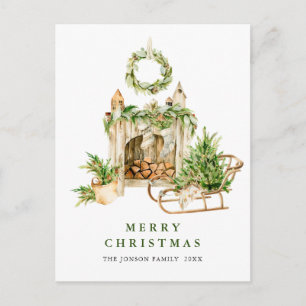 Elegant Bohemian Christmas Composition Holiday Postcard
