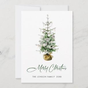 Elegant Bohemian Christmas Pine Tree Greeting Holiday Card