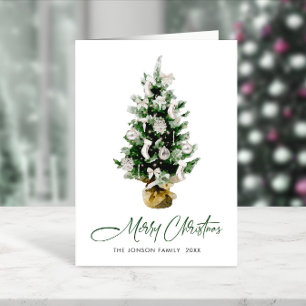 Elegant Bohemian Christmas Pine Tree Holiday Card