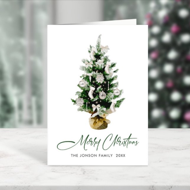 Elegant Bohemian Christmas Pine Tree Holiday Card (Creator Uploaded)
