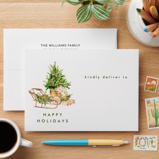 Elegant Bohemian Christmas Tree Composition Envelope (Desk)