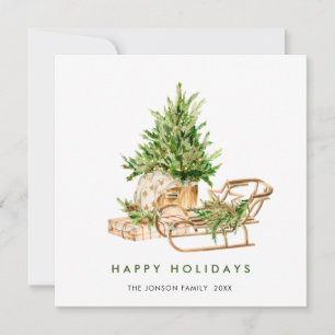 Elegant Bohemian Christmas Tree Composition Holiday Card