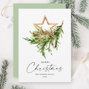 Elegant Bohemian Christmas Tree Composition Holiday Card