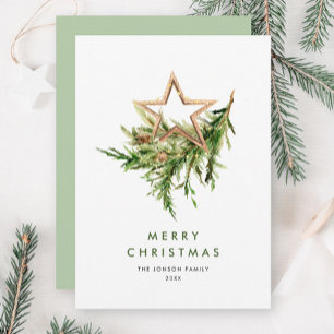 Elegant Bohemian Christmas Tree Composition Holiday Card