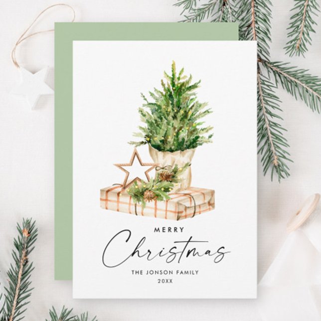 Elegant Bohemian Christmas Tree Composition Holiday Card (Creator Uploaded)