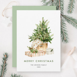 Elegant Bohemian Christmas Tree Composition Holiday Card