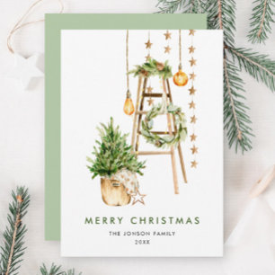 Elegant Bohemian Christmas Tree Composition Holiday Card