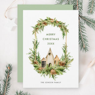 Elegant Bohemian Christmas Tree Composition Holiday Card