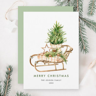 Elegant Bohemian Christmas Tree Composition Holiday Card