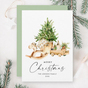 Elegant Bohemian Christmas Tree Composition Holiday Card