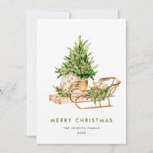 Elegant Bohemian Christmas Tree Composition Holiday Card