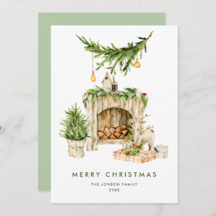 Elegant Bohemian Christmas Tree Composition Holiday Card