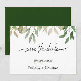 Elegant Bohemian Deep Green Wedding Save The Date