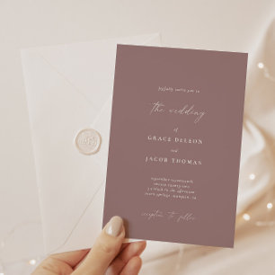 Elegant Bohemian Dusty Purple Minimalist Wedding  Invitation