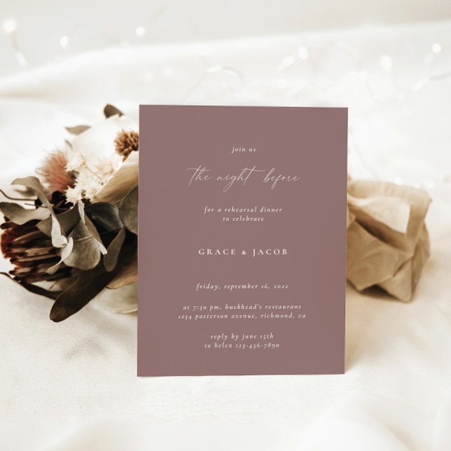 Elegant Bohemian Dusty Purple Rehearsal Dinner  Invitation (Creator Uploaded)
