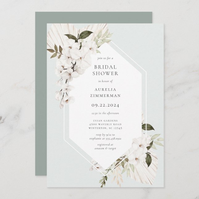 Elegant Bohemian Floral Bridal Shower Invitation (Front/Back)