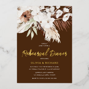 Elegant Bohemian Floral Gold Rehearsal Dinner