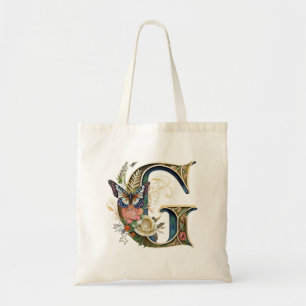 Elegant bohemian floral letter G Tote Bag