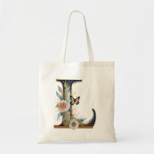 Elegant bohemian floral letter L Tote Bag