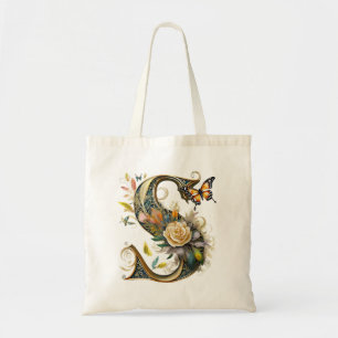 Elegant bohemian floral letter S Tote Bag