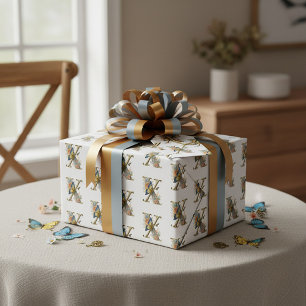 Elegant bohemian floral letter X Wrapping Paper