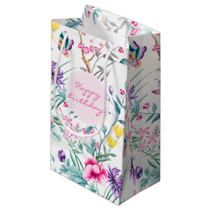 Elegant Bohemian Floral Pattern Birthday Small Gift Bag