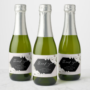 Elegant Bohemian Floral Thank You Sparkling Wine L Label