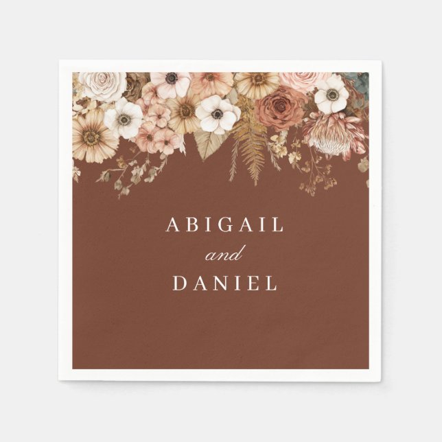 Elegant Bohemian Floral Wedding  Napkin (Front)