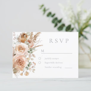 Elegant Bohemian Flowers Modern Wedding RSVP Card