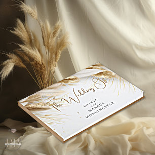 Elegant Bohemian Gold Pampas  Guest Book