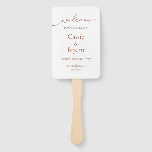 Elegant Bohemian Modern Script Wedding Program Hand Fan