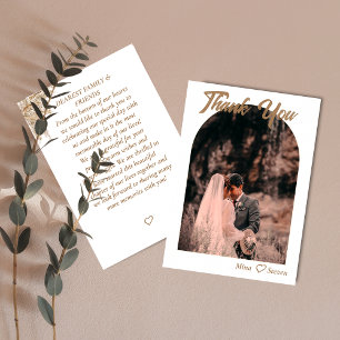 Elegant Bohemian pampas grass photo wedding Thank You Card