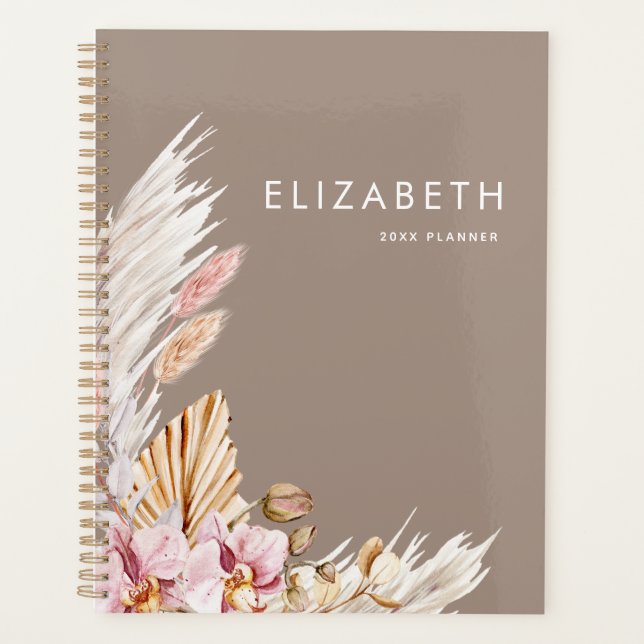 Elegant Bohemian Pampas Grass  Planner (Front)