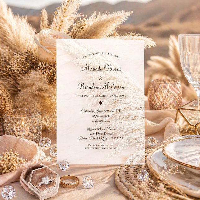 Elegant Bohemian Pampas Grass Wedding Invitation (Creator Uploaded)