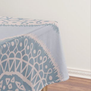 Elegant Bohemian Pink Blue Pastel Mandala Pattern Tablecloth