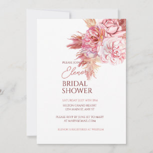 Elegant Bohemian Rose Bridal Shower Invitation 