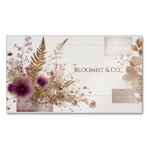 Elegant Bohemian Rose Gold Botanical Magnetic Business Card