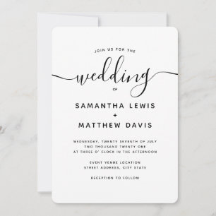 Elegant Bohemian Script Minimalist Wedding Invitation