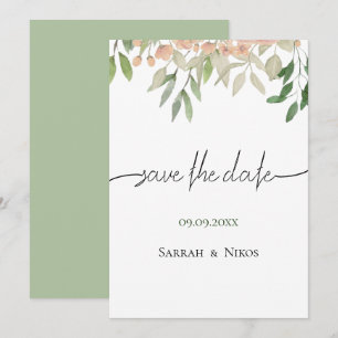 Elegant Bohemian Soft Green Wedding Save The Date