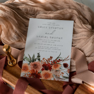 Elegant Bohemian Summer & Autumn Floral Wedding Invitation