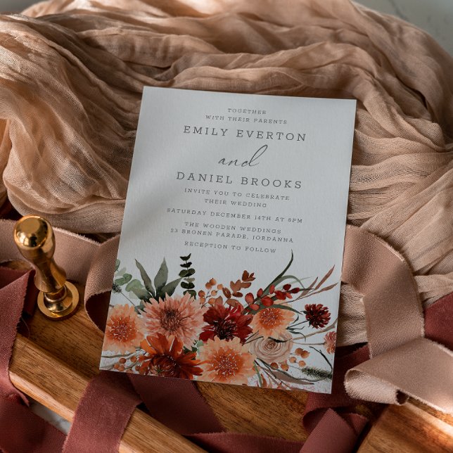 Elegant Bohemian Summer & Autumn Floral Wedding Invitation (Creator Uploaded)