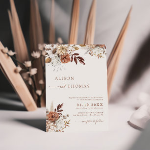 Elegant Bohemian Terracotta Wedding  Invitation