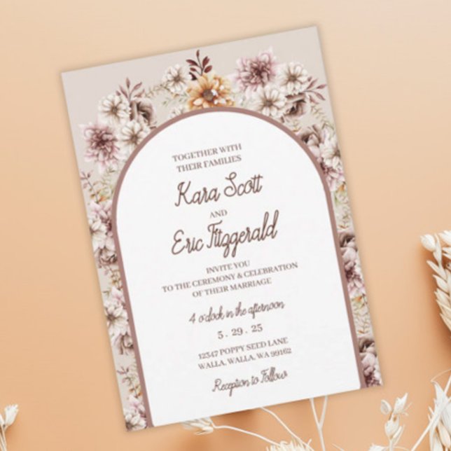 Elegant Bohemian Watercolor Floral Wedding Invitation (Creator Uploaded)