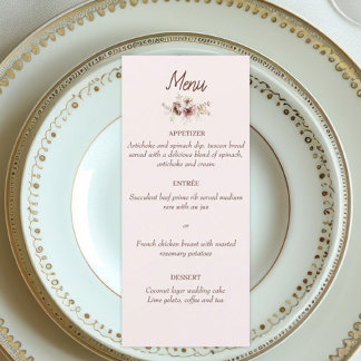 Elegant Bohemian Wedding Menu