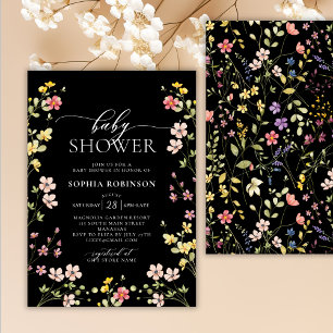 Elegant Bohemian Wildflower Girl Baby Shower Invitation