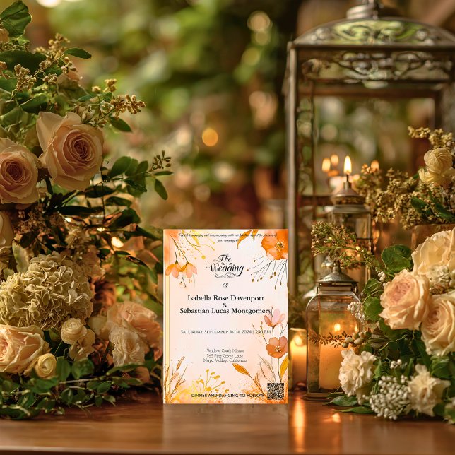 Elegant Bohemian with Watercolor Florals and Gold  Invitation (Creator Uploaded)