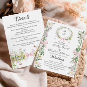 Elegant Bohemian Wreath Watercolor Floral Wedding Invitation