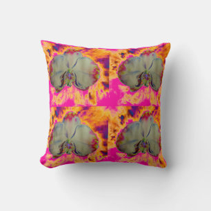 Elegant boho abstract watercolor orchid painting cushion