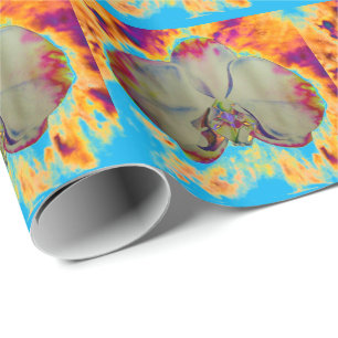 Elegant boho abstract watercolor orchid painting wrapping paper