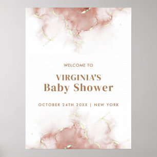 Elegant Boho Agate Gold Baby Shower Welcome Poster